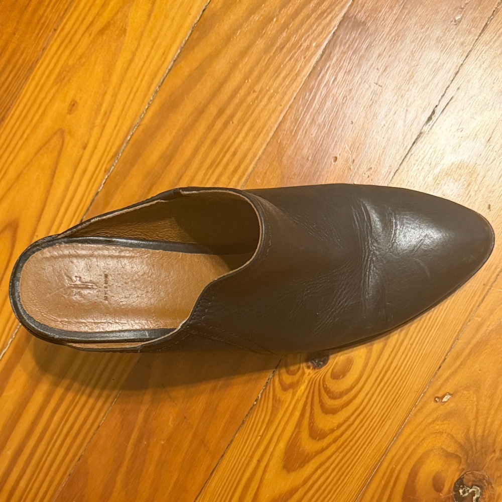Vintage Frye Regina Mule Black Leather Wedge Pointed Toe Made in Mexico Size 11 - Picture 3 of 7